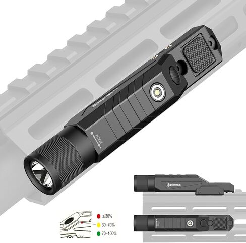 Defentac 1600 Lumens المصباح التكتيكي مع لحظة وقوية للبندقية ، ضوء الأسلحة مع مفتاح الضغط المدمج متوافق مع سطح السكك الحديدية M ، قابلة لإعادة الشحن المغناطيسي in Kuwait