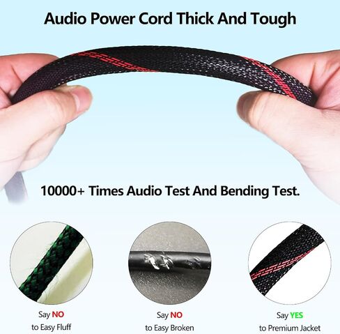 كابل طاقة صوت Monosaudio 12AWG HiFi من النحاس النقي عالي النقاء OFC Audiophile سلك طاقة مطلي بالذهب قابس 125 فولت 15 أمبير كابل طاقة مجدول HiFi لمكبر الصوت، والفرعي، والقرص الدوار، والأمبير، وDAC (6.6 قدم/2 متر) in Saudi Arabia