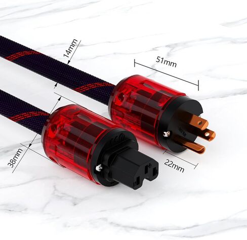 كابل طاقة صوت Monosaudio 12AWG HiFi من النحاس النقي عالي النقاء OFC Audiophile سلك طاقة مطلي بالذهب قابس 125 فولت 15 أمبير كابل طاقة مجدول HiFi لمكبر الصوت، والفرعي، والقرص الدوار، والأمبير، وDAC (6.6 قدم/2 متر) in Saudi Arabia