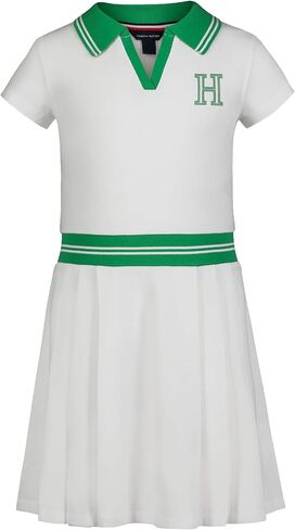 Tommy Hilfiger Girls' Short Sleeve Polo Dress, Morning Glory/Tiered, 8-10 in Saudi Arabia