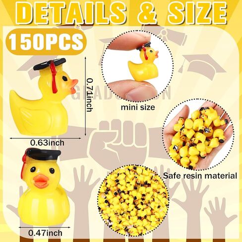 Rotatingpals 150 Pcs Mini Resin Graduation Ducks with Black Graduation Hat Mini Resin Ducks Miniature Ducks Figurine Graduation Party Favors Art Crafts for Graduation Gifts Family School in Saudi Arabia