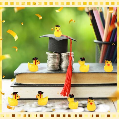 Rotatingpals 150 Pcs Mini Resin Graduation Ducks with Black Graduation Hat Mini Resin Ducks Miniature Ducks Figurine Graduation Party Favors Art Crafts for Graduation Gifts Family School in Saudi Arabia
