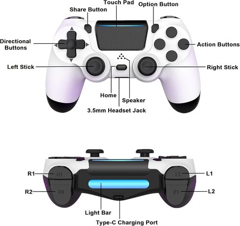 MOVONE Wireless Controller Dual Vibration Game Joystick Controller for Ps4 Controller/Slim/Pro,Compatible with PS4 Console (black) in Saudi Arabia