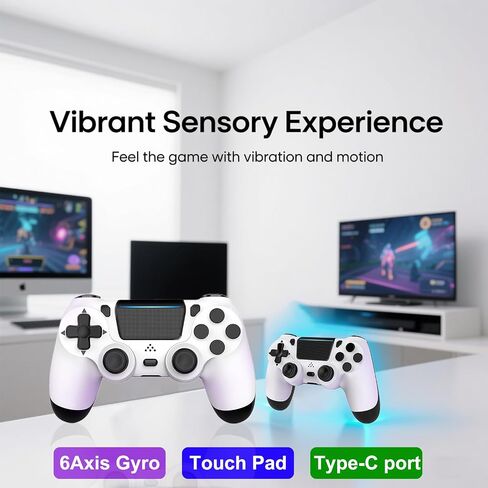 MOVONE Wireless Controller Dual Vibration Game Joystick Controller for Ps4 Controller/Slim/Pro,Compatible with PS4 Console (black) in Saudi Arabia