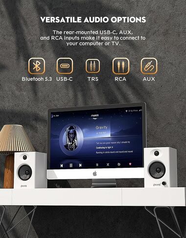 مكبرات الصوت Ohayo 60W للكمبيوتر للموسيقى والألعاب ، Bluetooth 5.3 ، مكبرات صوت Stereo 2.0 لجهاز الكمبيوتر المكتبي أو الكمبيوتر المحمول ، إدخال 3.5 مم RCA ، مدخلات USB ، زوج واحد ، أسود in Kuwait