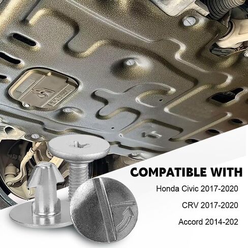 HEVLE Lower Engine Cover Bolt Pin Screws, 6PCS Splash Shield Hardware Bolts 90674-TY2-A01 and 2PCS Engine Lower Cover Pin Screws 90105-TBA-A00 Compatible with Honda Accord Civic CR-V Acura (8PCS) in Saudi Arabia