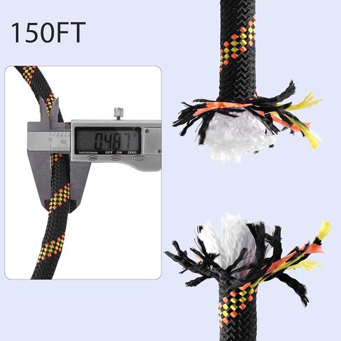 حبل arborist braided polyester climbing rope 1/2inch x 100ft 48 خيوط الحبل الأسود الثور لمختلف التطبيقات في الهواء الطلق ، البناء ، الشجرة ، السحب ، الأرجوحة ، التسلق in Kuwait