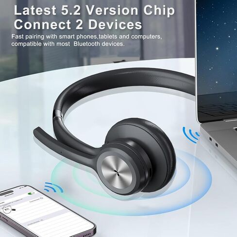 Bluetooth headset Wireless Trucker Headset with Noise Cancelling & Mute Button,40Hrs Driver Headphone for Cellphone Office Work in Saudi Arabia