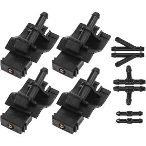 Windshield Washer Nozzles No.8538112300 Front Windshield Spray Nozzles Wiper Spray Washer Jet and Fluid Hose for Toyota Corolla Altis E140 (Set of 4)