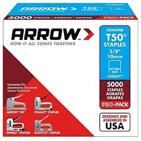 506IP T50 3/8" Flat Crown Heavy Duty Steel Staples | 2 Pro-Pack Bundle | 10000 Total | 5000 Each Box