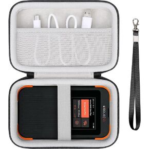 Hard Carrying Case for Solis 5G WiFi Mobile Hotspot for Travel, Local and International Coverage Router, Protective Cases Bag with Mesh Bag for USB Cable and Accessories, Black+Orange