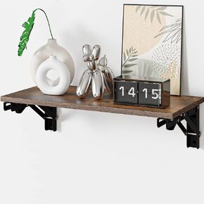 Floating Shelves for Wall Decor, Set of 1, Wood Wall Mounted Storage Shelves, Farmhouse Floating Shelf for Bathroom Decor, Bedroom, Living Room, Kitchen, Rustic Brown