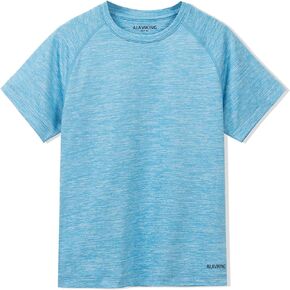 ALAVIKING Kids Quick Dry Short Sleeve T Shirts Basic Athletic Running Tee Shirt for Boys and Girls 3-12 Years