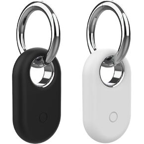 Compatible with Smart tag 2 case, Silicone with SmartTag2 Keychain Full Body Shockproof, Anti-Scratch for Backpacks, Car Keys,Luggage, Valuables (Black,Black)