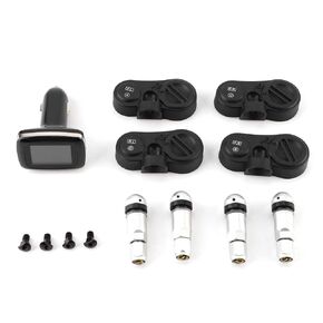 KIMISS Tire Pressure Monitoring System, 12V Car Intelligent TPMS Cigarette Lighter Tire Pressure Monitoring System LCD Displays with 4 Internal Sensors
