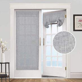 Natural Linen Blended Door Curtain Privacy French Door Curtain Light Filgtering Tricia Window Door Curtain for Patio Door Sidelight Glass Door Blind Tie Up Shade,26 x 68 inches, 1 Panel, Natural in Kuwait