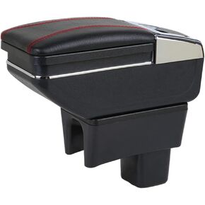 Leather Car Center Console Armrest Storage Box Compatible with Suzuki Swift 2005~2008 2009 2010 2011 2012 2013 2014 2015 2016 2017 2018 2019 2020 2021 2022 2023(Black with 7 USB)