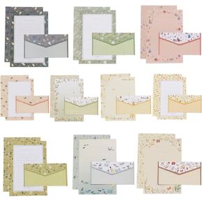 Stationary Writing Paper with Envelopes - Letter Writing Stationery Paper Cute Lovely Flora Stationery Set with Lined Letter Writing Paper, 60 Sheets + 30 Envelopes, 10 Styles