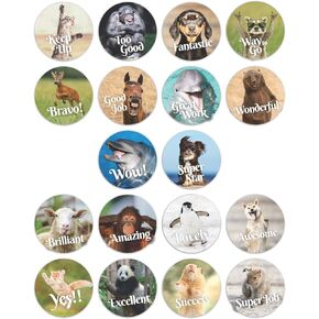 Easykart 360 Animal Reward and Motivational Stickers in Sheets, 1 Inch Round Size | 18 Different Fun Animal Meme Theme Designs | Recommended for All Ages and Classes
