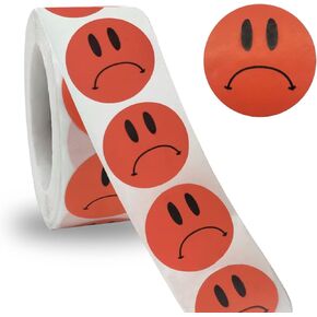 Unhappy Sad Frowns Face Stickers, Motivational Stickers for Teacher Kids Roll 500 pcs in Kuwait