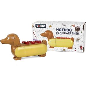 Mini Pencil Sharpener for Kids,Students Novelty Hotdog Desktop Sharpener,Handheld Novelty Manual Color Pencil Sharpener,Cute Cartoon Dachshund Design