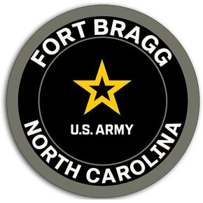 Round Fort Bragg Base Sticker (North Carolina nc Logo Insignia Vinyl Decal for car, Laptop (3 inch) U.S. Army Licensed