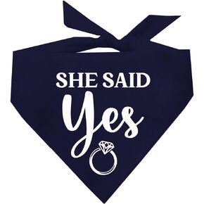 She Said Yes! Wedding Engagement Announcement Dog Bandana (Black, OS 664)
