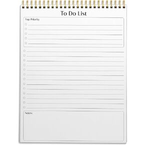 Better Office Products To Do List Notepad, 8.5" x 11", Planning Note Pad, 50 Sheets, Double Wire Spiral, Daily Agenda Productivity Checklist Organizer,(3 Pack)