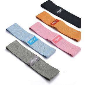 EILISON GLAMFIT Booty Resistance Bands for Women Legs and Butt (Set of 5), Exercise & Fitness Band - Cotton Loops Hip Thigh Glute Bands, Elastic Strength Squat Band (Level 5 - S - M - L- XL - XXL)