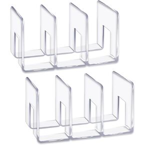 LUGUNU Acrylic Clear Purse Divider Organizer Clear Desk File Sorter Divider Mesh Folder Closet Shelf Storage Office Supplies Stand Holder Bookshelf (2 Pack of 3 Sections)