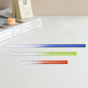 3 Pack Acrylic Clear Ruler, Color Transparent Plastic Ruler, Measuring Tools for Student School Home Office（Pink Royal Blue-Orange Purple）