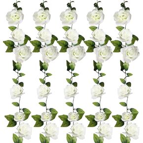 5 عبوات من إكليل الورد المزيف بطول 40 قدمًا، من الحرير الاصطناعي لزهرة الورد الأبيض، إكليل الزهور المعلقة، سلسلة زهور الزفاف لتزيين حديقة الحفلات in Kuwait