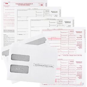 1099 DIV Tax Forms 4 Part 2023 - Kit for 25 Vendors 4-Part, Complete Laser DIV Dividends and Distribution Forms with Self-Seal Envelopes in Value Pack Compatible with QB and Accounting Software