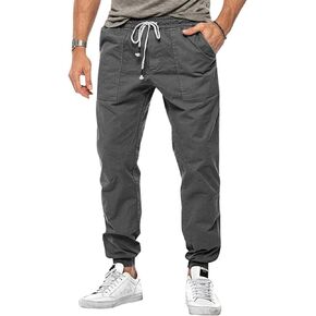 سراويل البضائع الرجالية للركض سراويل طويلة للمشي لمسافات طويلة من القطن للرجال ملابس غير رسمية في الهواء الطلق كرة السلة الرياضة رمادي L in Kuwait