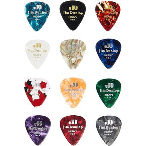 JIM DUNLOP Heavy Celluloid Guitar Pick Variety Pack, 12 Pack