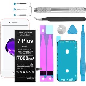 Battery for iPhone 7 Plus, Upgraded 7800mAh Ultra High Capacity Li-Polymer Battery Replacement for iPhone 7 Plus Model A1784,A1785,A1661 with Repair Tool Kit