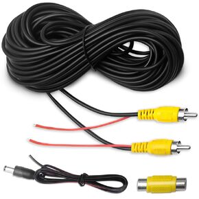 Premium Backup Camera RCA Cables, RCA Video Cable, Car Reverse Camera Video Cable with Detection Wire (33FT/10 M), AV Extension Cable with RCA Video Female to Female Coupler and Power Cable