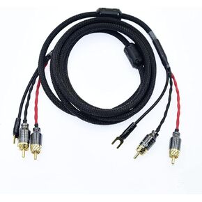 Ultra Low Noise Double Audio 2 RCA to RCA Cable of Independent Shielded Signal Line of LP Vinyl Record Player Amplifier Chassis Gold Plated Connector (6.5ft)