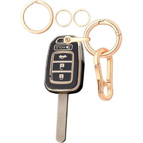 LEERLY Key Fob Cover for Honda Accessories, Key Case with Key Chain Compatible with Accord Civic EX Pilot CR-V Smart Key 4 Buttons White
