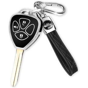 QBUC لغطاء مفتاح Toyota Key Fob مع سلسلة مفاتيح، حافظة مفاتيح السيارة مناسبة لسيارة Toyota 2007-2011 Camry | أفالون كورولا 2008-2013 | جهاز تحكم عن بعد ذكي بأربعة أزرار لسيارة فينزا 2009-2016 (أرجواني، 4 أزرار)