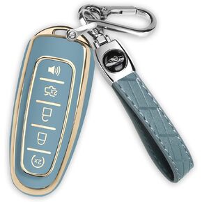 QBUC Ford Key fob Cover,Soft TPU 360°Car Key Case Protector with Keychain Compatible with Ford C-Max Edge Escape Expedition Explorer Flex Focus Taurus Lincoln MKS MKT MKX Navigator Accessories (Black)