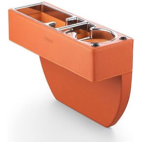 PU Leather Car Seat Gap Filler,Universal Car Seat Organizer Multifunctional Car Cup Holder Gap Filler Storage Box Console Side Pocket Car Organizer for Phones Sunglasses,USB Style,Beige