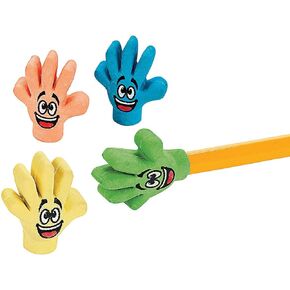 Fun Express Rubber High Five Eraser Toppers (2 dz)