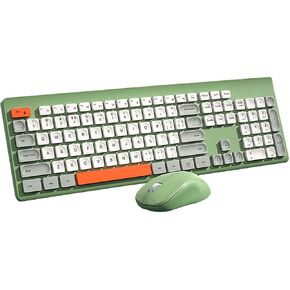 Wireless Keyboard Mouse Set,2.4G Portable Chocolate Silent Keyboard with Cute Colorful Round Keycap,104-Key Full-Size Home Office Keyboard Mice Combo for Computer Laptop PC Gamer(Yellow Mix)