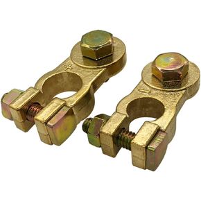 Ampper Brass Battery Terminal Clamps, Top Post Battery Terminals Connector Set for Marine Car Boat RV Vehicles (1 Pair)