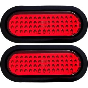 All Star Truck Parts] 6 بوصة بيضاء بيضاوية 56 LED خلفية احتياطية خفيفة للمقطورة حلقة مطاطية وقابس مقطورة بثلاثة أسلاك - الكمية 2. معتمدة ومميزة من DOT/SAE، مقاومة للماء، مصابيح LED عالية الكثافة...