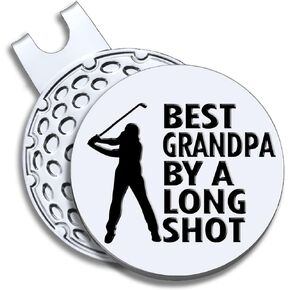 Best Grandpa by A Long Shot Golf Ball Marker with Magnetic Hat Clip, Funny Golf Gift for Men