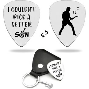 LRUIOMVE Gifts for Boyfriend Funny Stainless Steel Guitar Picks with Cowhide Leather Case - I Couldn't Pick a Better Boyfriend, for Boyfriend Musician Guitar Player Family Birthday Christmas Gift