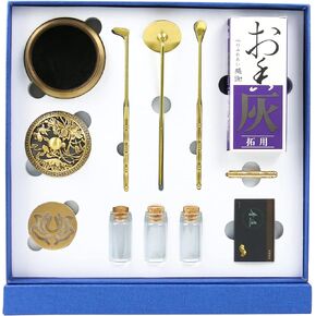 11 Pcs Set Incense Powder Burner Kit DIY Backflow Tower Incense Cone Molds, Agarwood Incense Burner Kit, Chinese Incense Burner Kit with Powder, Brass Incense Making Kit, Incense Cone Mold