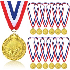 Soccer Medals for Kids, 12 Pieces Gold Metals Awards Medal for Kid’s Sports Soccer Games, Soccer Party Favors, 2 Inches